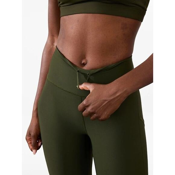 NWT Athleta Interval Stash High Rise 7/8 Leggings Aspen Olive Size Large Pocket - Picture 7 of 16
